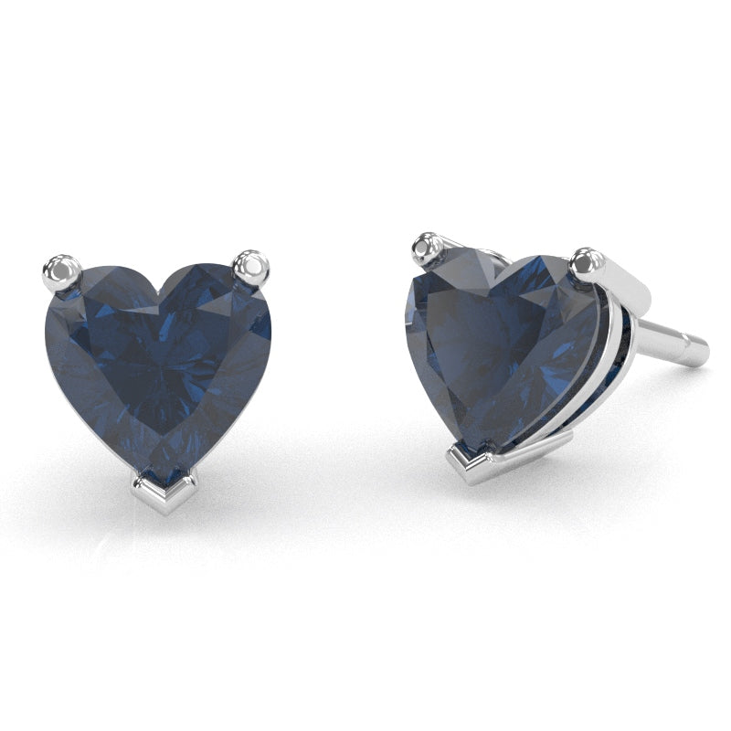 Lab-Created Sapphire 6mm Heart Stud Earrings in 10k White Gold