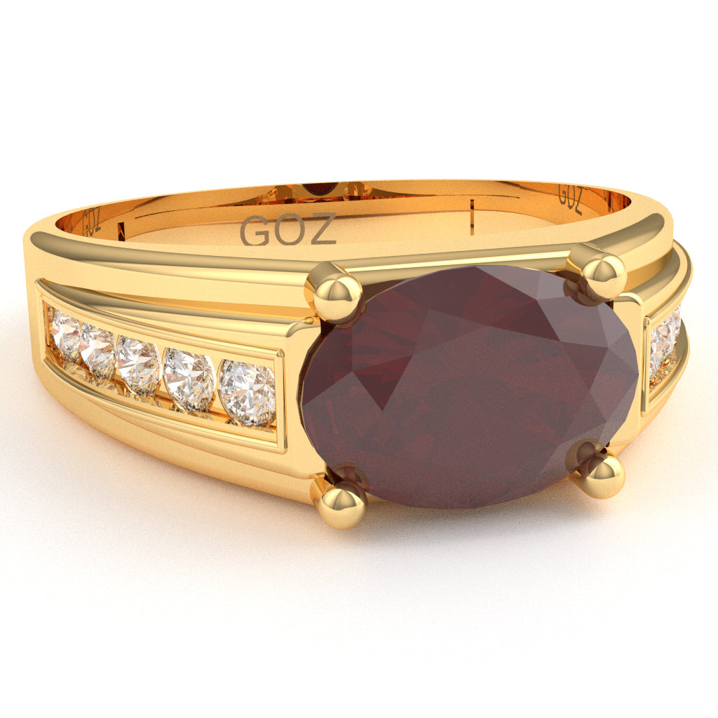 Ruby Diamond Designer Channel Ring In 10k Yellow Gold