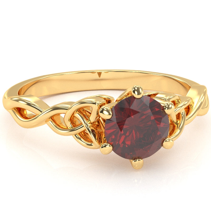 Celtic Trinity Knot Lab-Created Ruby Engagement Ring In 14k Yellow Gold