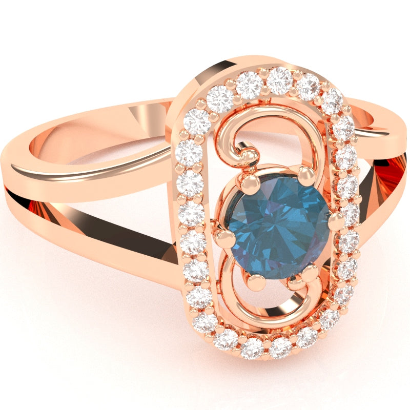 Split Band Lab-Created Alexandrite Diamond Cocktail Ring In 14k Rose Gold