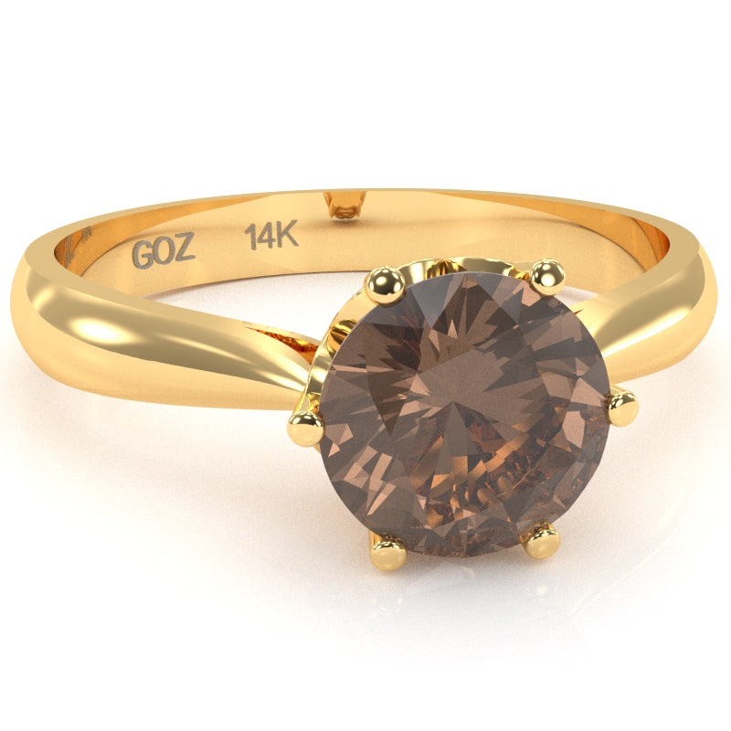 Crown Setting Smoky Quartz Engagement Ring In 14k Yellow Gold