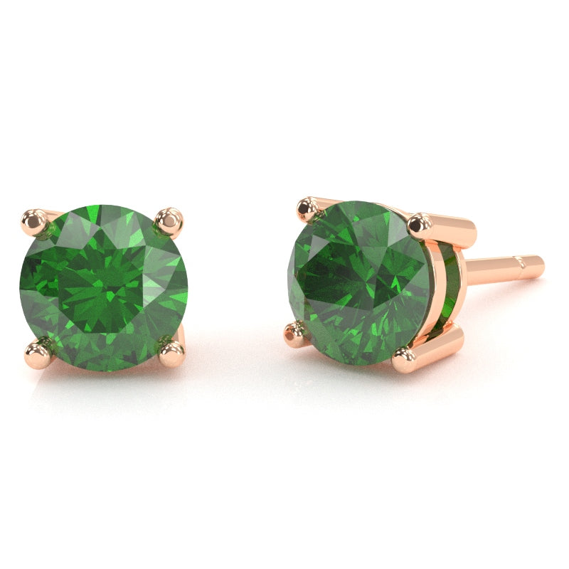 Lab-Created Emerald 5mm Round Stud Earrings in 10k Rose Gold