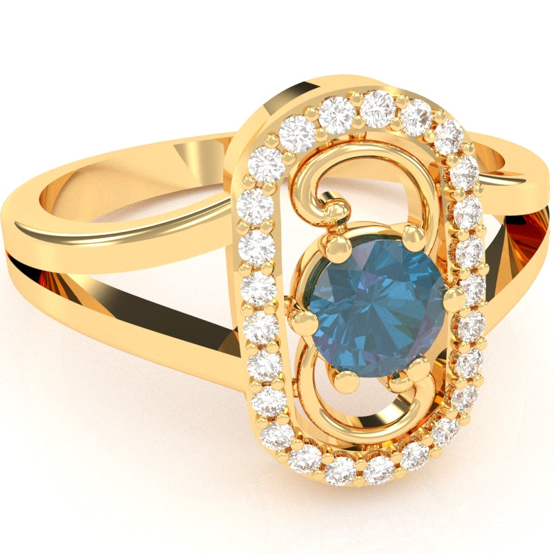 Split Band Lab-Created Alexandrite Diamond Cocktail Ring In 14k Yellow Gold