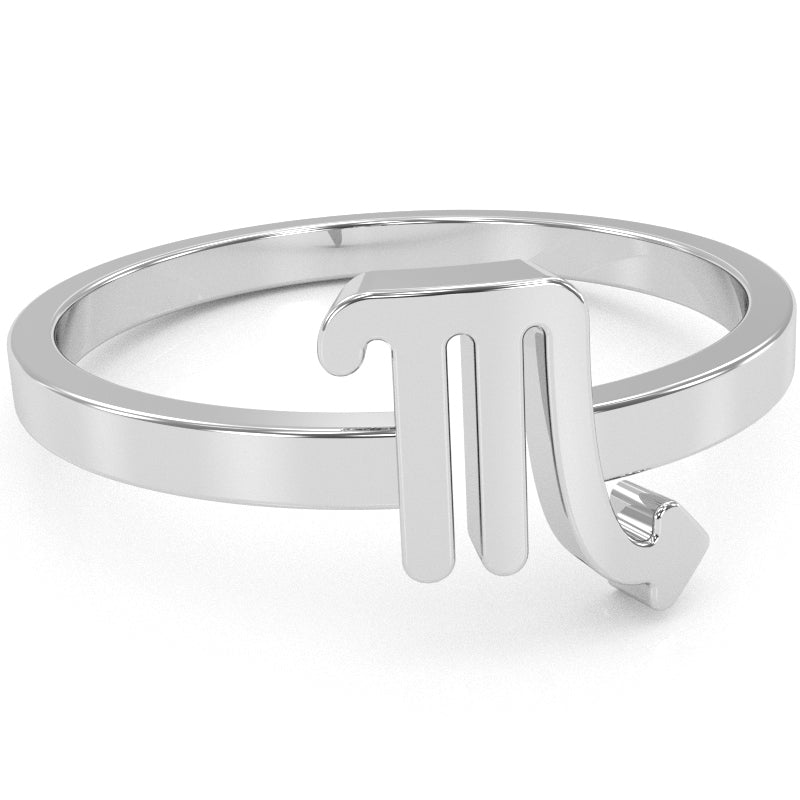 Scorpio Zodiac Sign Ring In Solid 14k White Gold