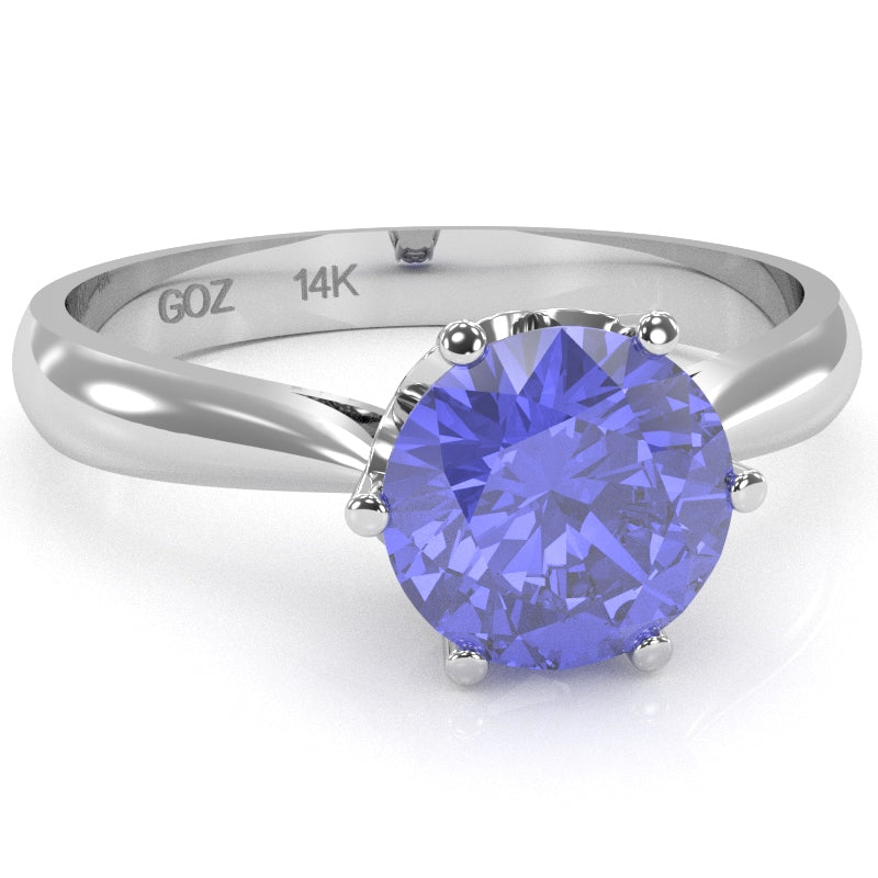 Crown Setting Tanzanite Engagement Ring In 14k White Gold