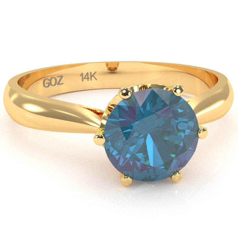 Crown Setting Lab-Created Alexandrite Engagement Ring In 14k Yellow Gold