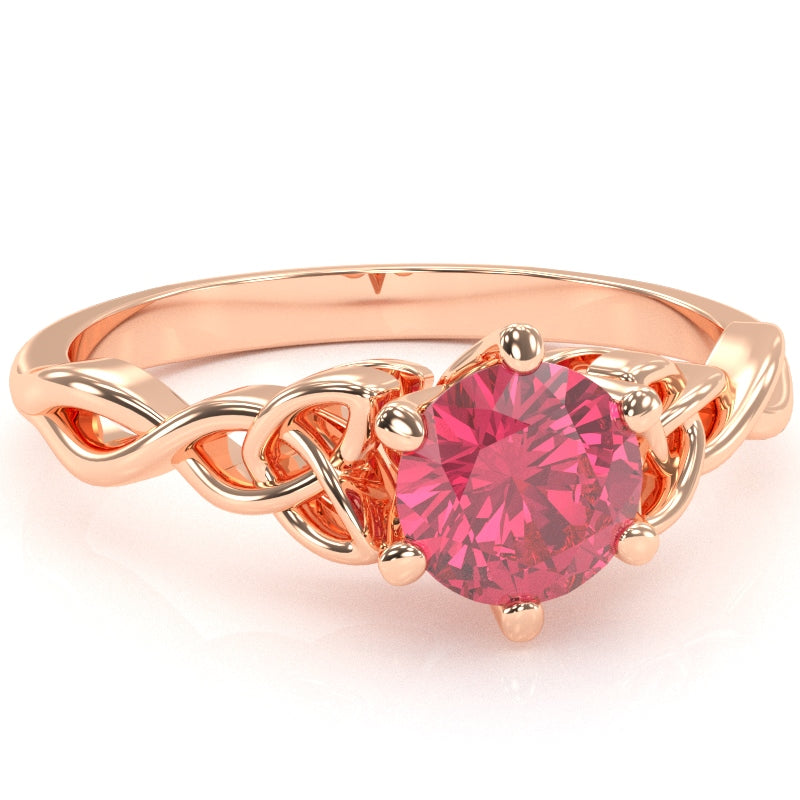 Celtic Trinity Knot Pink Tourmaline Engagement Ring In 14k Rose Gold