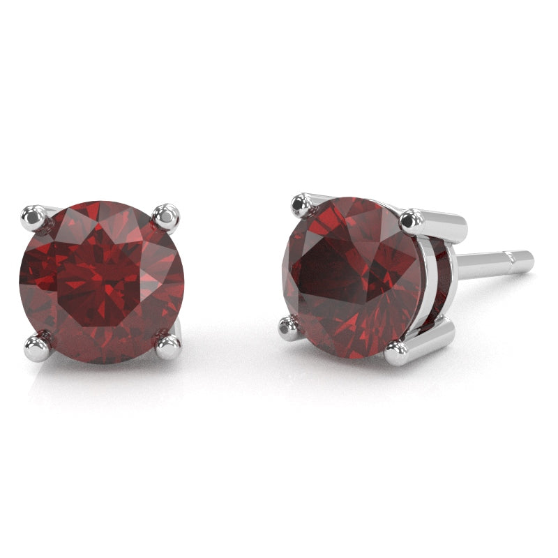 Lab-Created Ruby 5mm Round Stud Earrings in 10k White Gold
