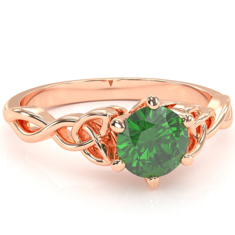 Celtic Trinity Knot Lab-Created Emerald Engagement Ring In 14k Rose Gold