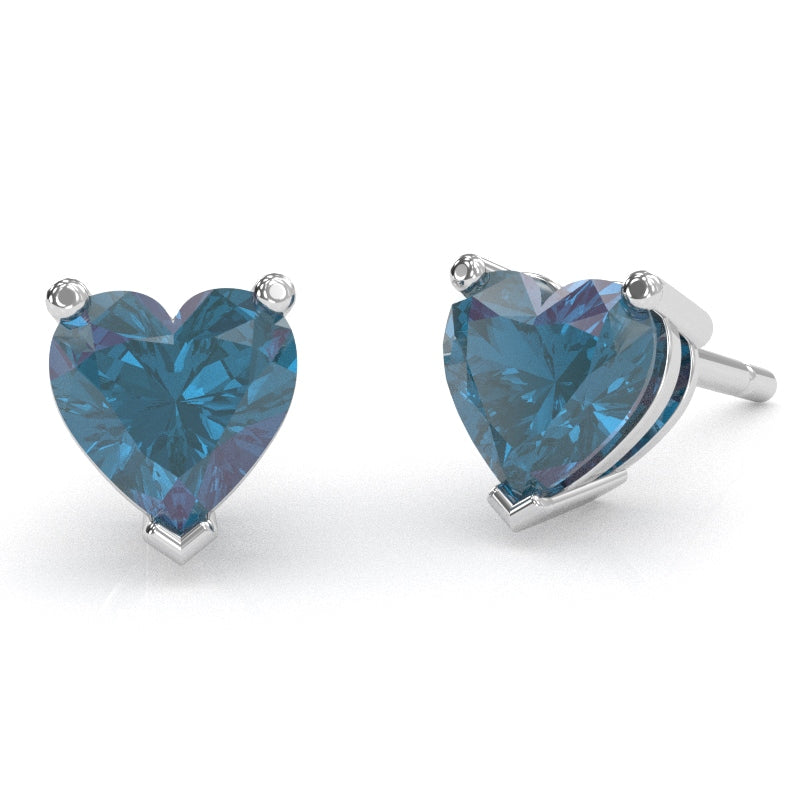 Lab-Created Alexandrite 6mm Heart Stud Earrings in 10k White Gold
