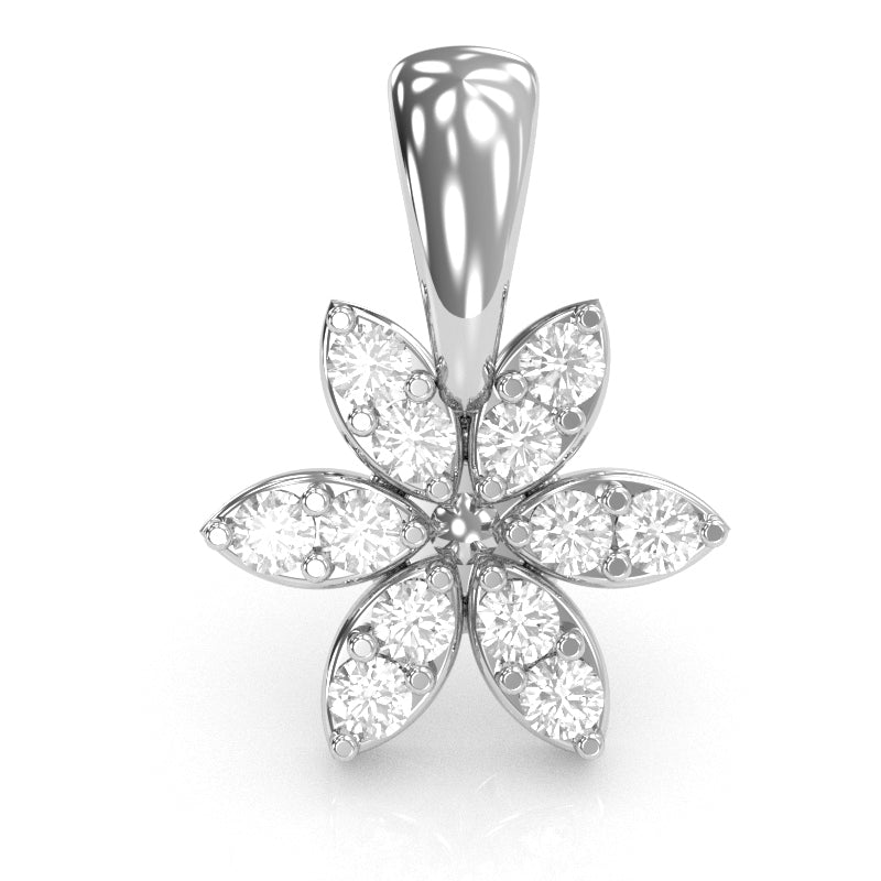 Diamond Encrusted Flower Pendant In 14k White Gold