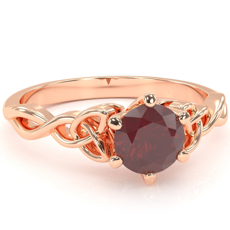Celtic Trinity Knot Ruby Engagement Ring In 14k Rose Gold