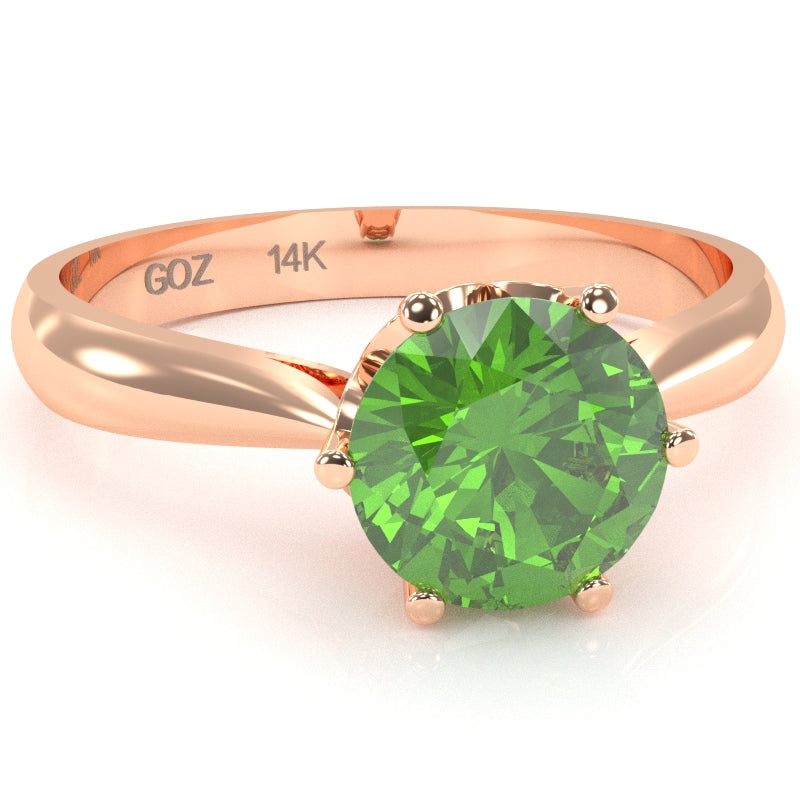 Crown Setting Peridot Engagement Ring In 14k Rose Gold