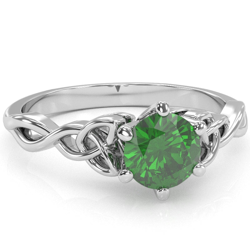Celtic Trinity Knot Lab-Created Emerald Engagement Ring In 14k White Gold