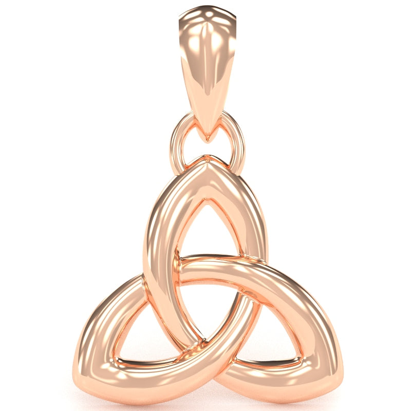 Celtic Trinity Knot Pendant In Solid 14k Rose Gold