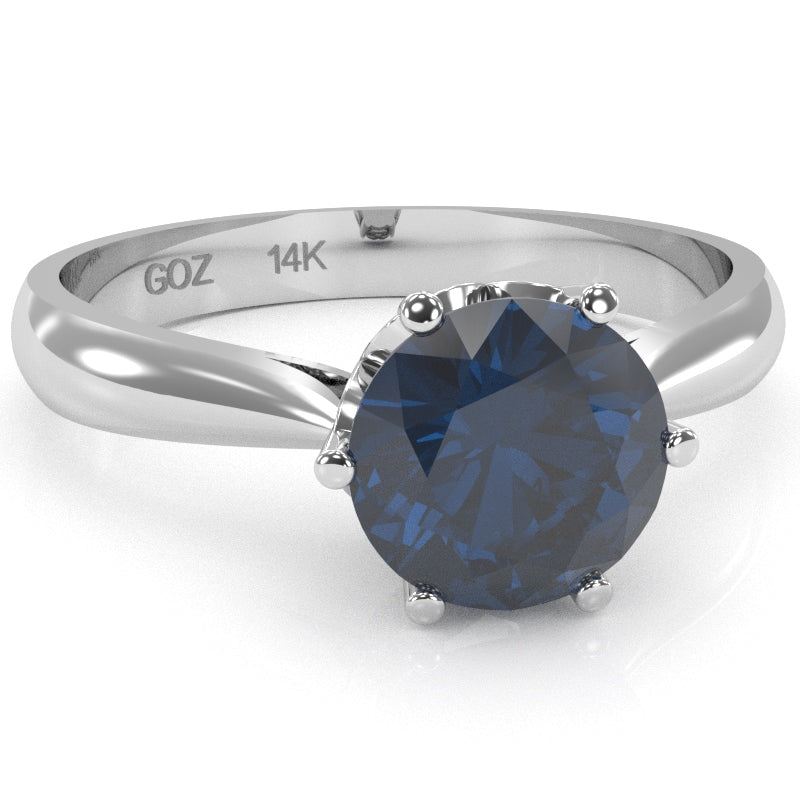 Crown Setting Lab-Created Sapphire Engagement Ring In 14k White Gold