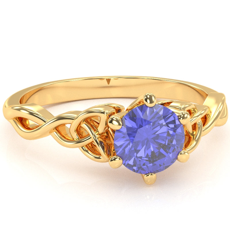 Celtic Trinity Knot Tanzanite Engagement Ring In 14k Yellow Gold