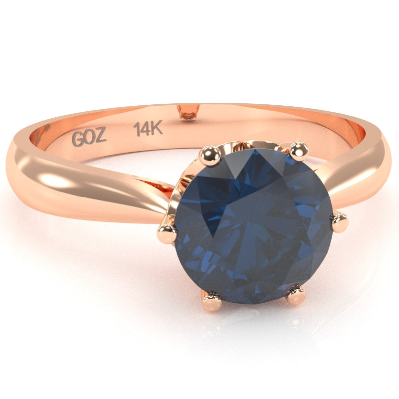 Crown Setting Lab-Created Sapphire Engagement Ring In 14k Rose Gold