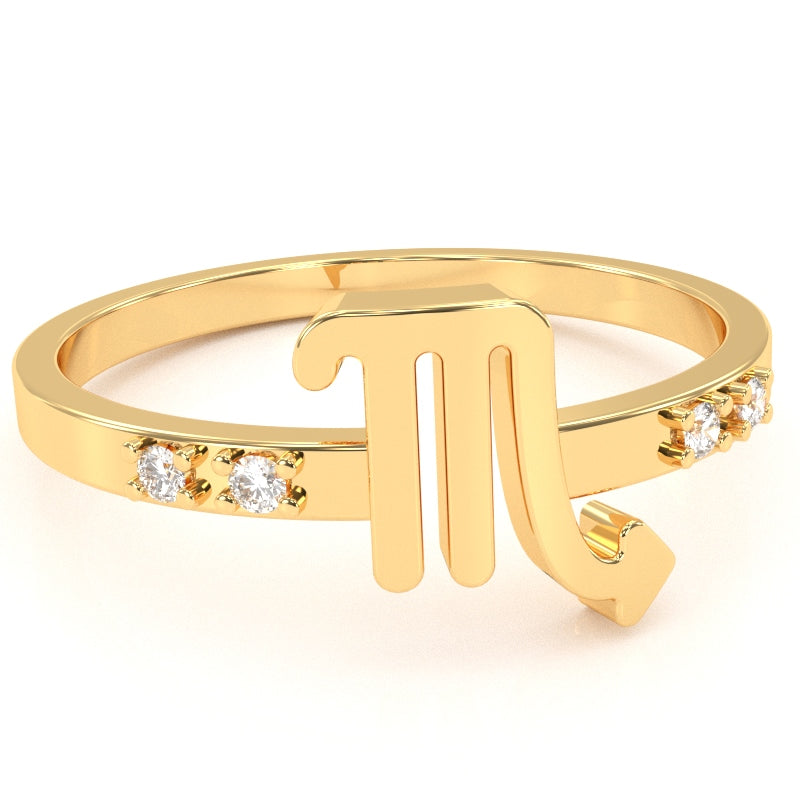 Scorpio Zodiac Sign Diamond Ring In Solid 10k Yellow Gold