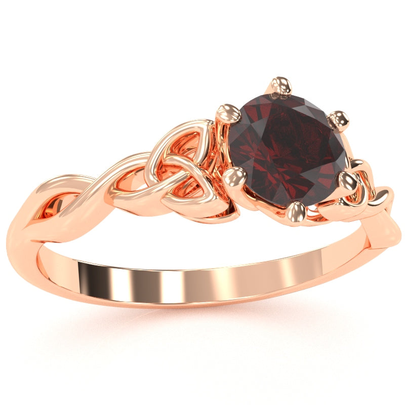 Celtic Trinity Knot Garnet Engagement Ring In 14k Rose Gold