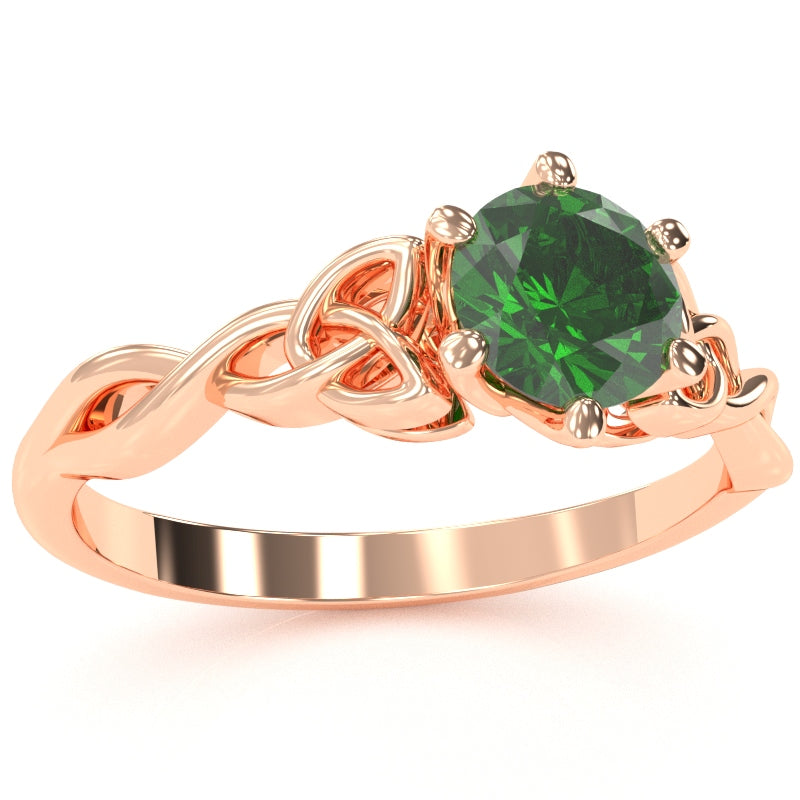 Celtic Trinity Knot Lab-Created Emerald Engagement Ring In 14k Rose Gold