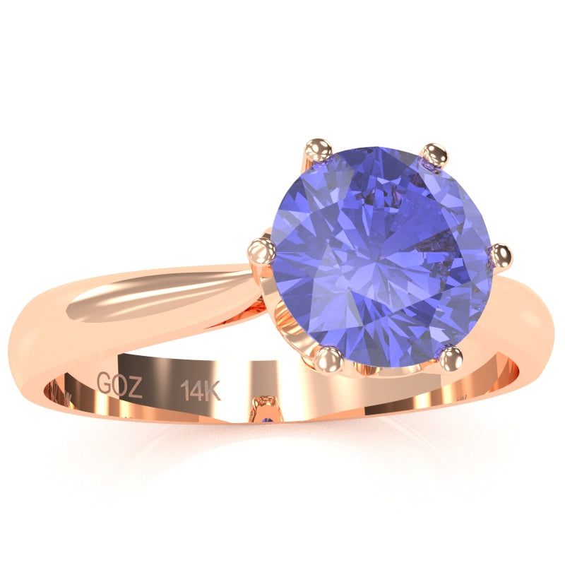 Crown Setting Tanzanite Engagement Ring In 14k Rose Gold