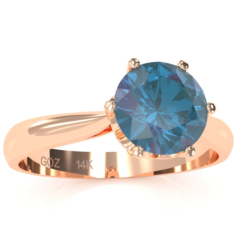 Crown Setting Lab-Created Alexandrite Engagement Ring In 14k Rose Gold