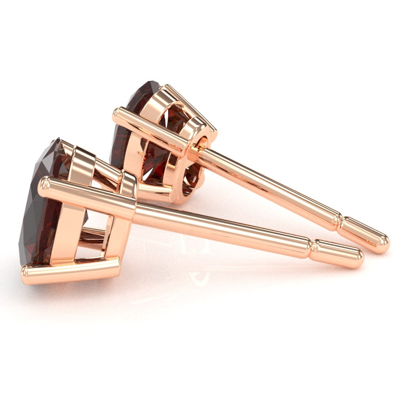 Garnet 8x6mm Oval Stud Earrings in 10k Rose Gold