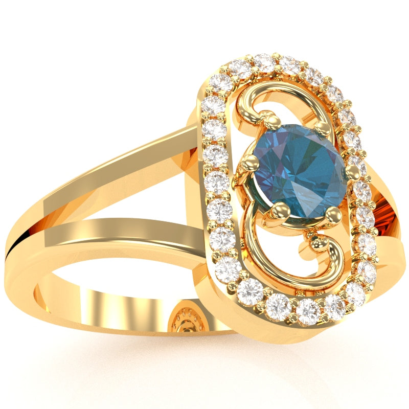 Split Band Lab-Created Alexandrite Diamond Cocktail Ring In 14k Yellow Gold