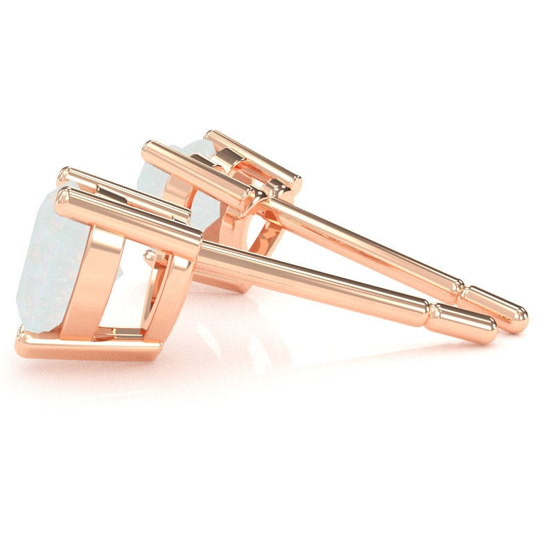 Opal 6mm Heart Stud Earrings in 10k Rose Gold