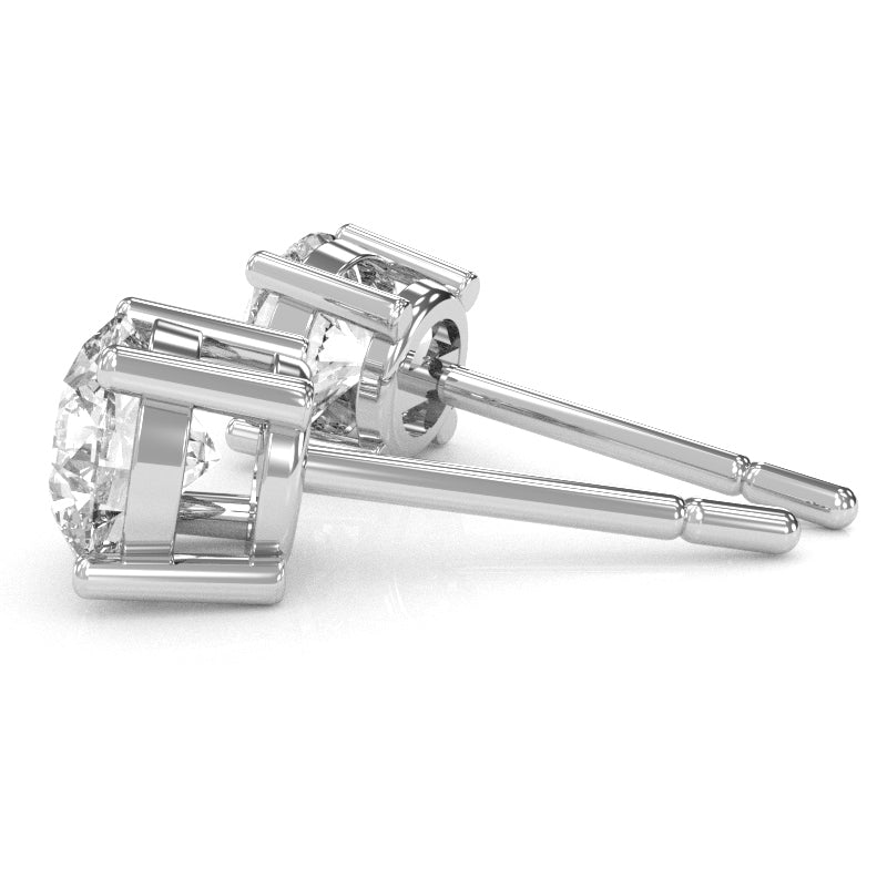 White Topaz 5mm Round Stud Earrings in 10k White Gold