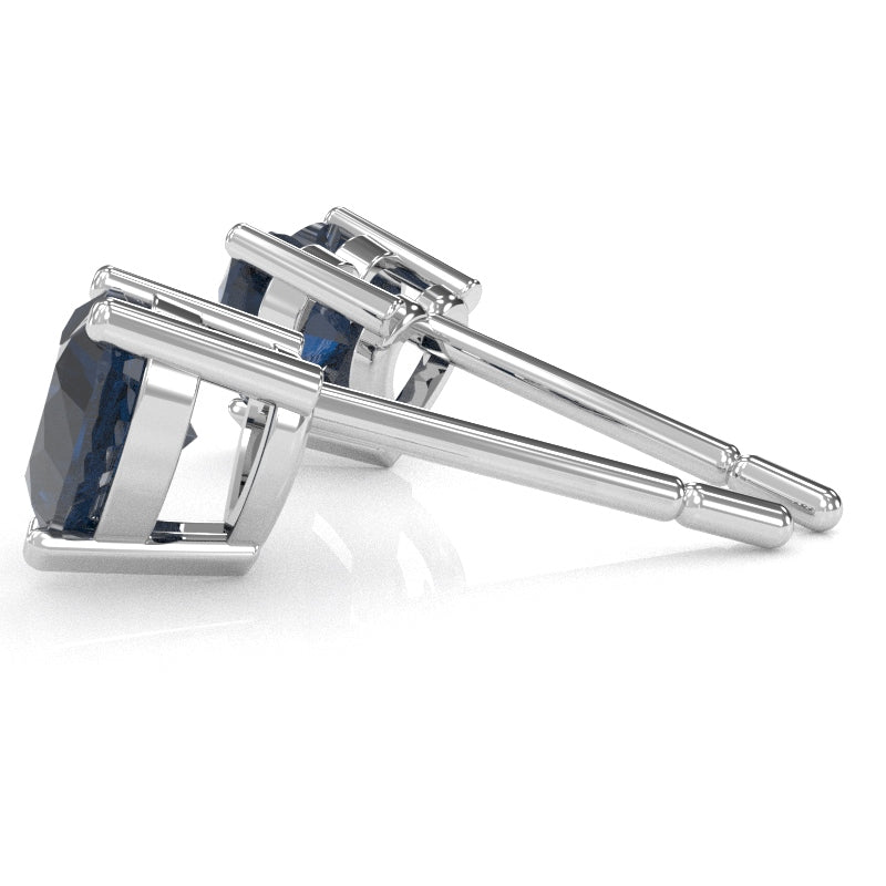 Lab-Created Sapphire 6mm Heart Stud Earrings in 10k White Gold
