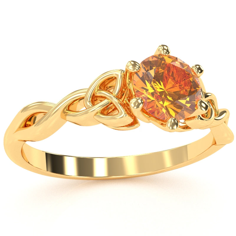 Celtic Trinity Knot Citrine Engagement Ring In 14k Yellow Gold