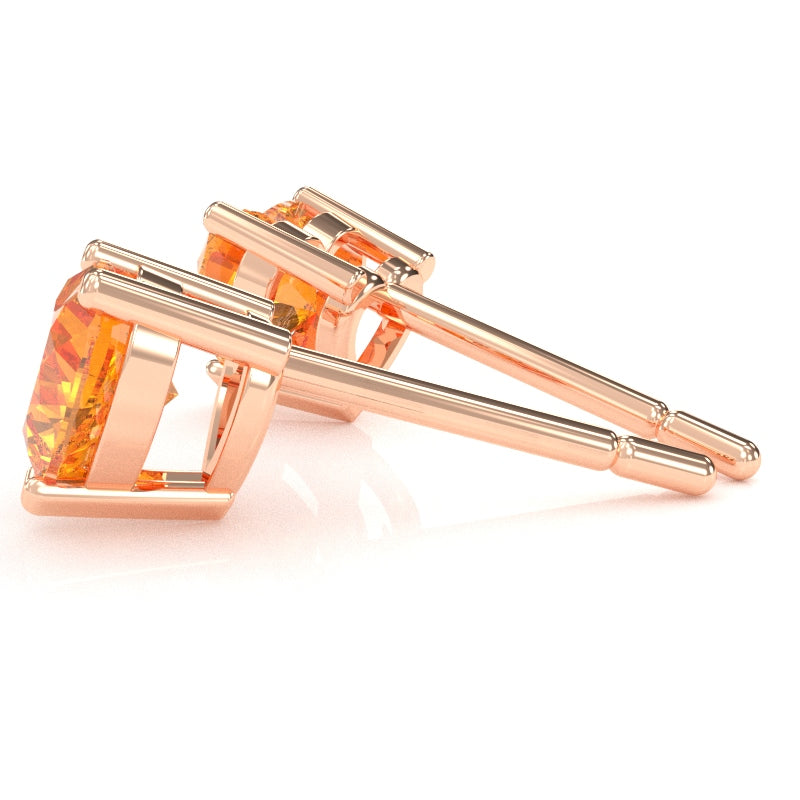 Citrine 6mm Heart Stud Earrings in 10k Rose Gold