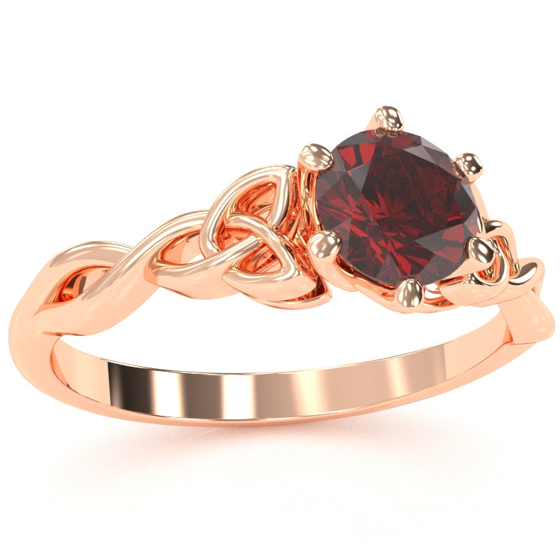 Celtic Trinity Knot Lab-Created Ruby Engagement Ring In 14k Rose Gold
