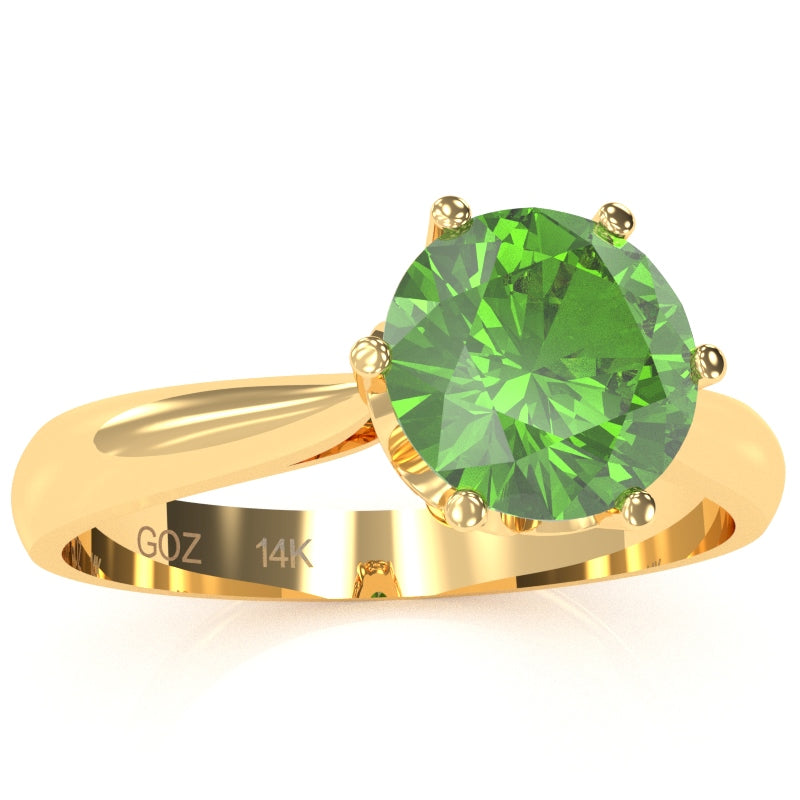 Crown Setting Peridot Engagement Ring In 14k Yellow Gold