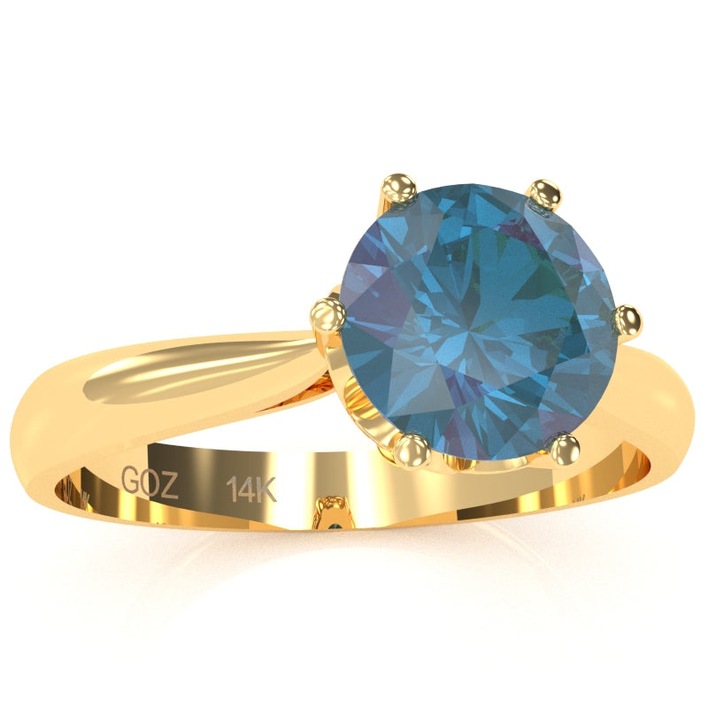 Crown Setting Lab-Created Alexandrite Engagement Ring In 14k Yellow Gold