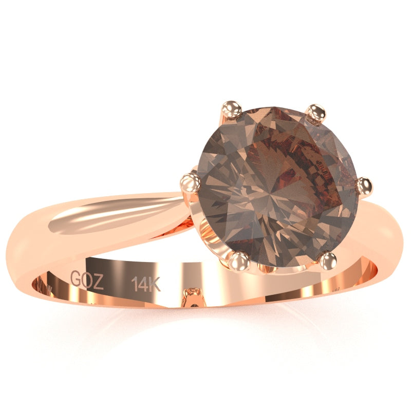 Crown Setting Smoky Quartz Engagement Ring In 14k Rose Gold
