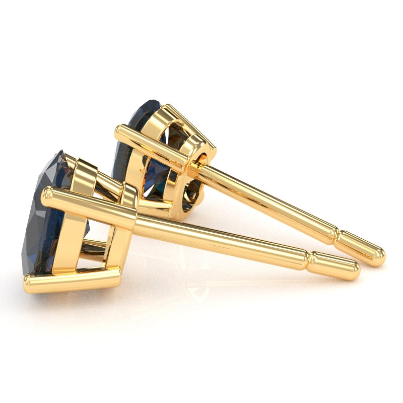 Lab-Created Sapphire 8x6mm Oval Stud Earrings in 10k Yellow Gold