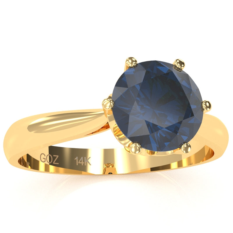 Crown Setting Lab-Created Sapphire Engagement Ring In 14k Yellow Gold