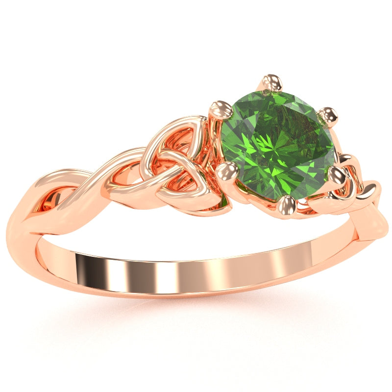 Celtic Trinity Knot Peridot Engagement Ring In 14k Rose Gold