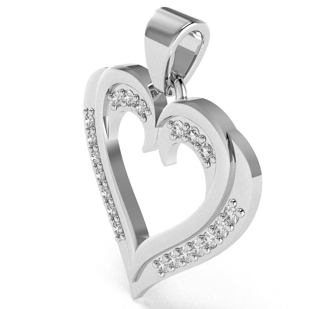 Hearts Love Diamond Encrusted Pendant In 10k White Gold