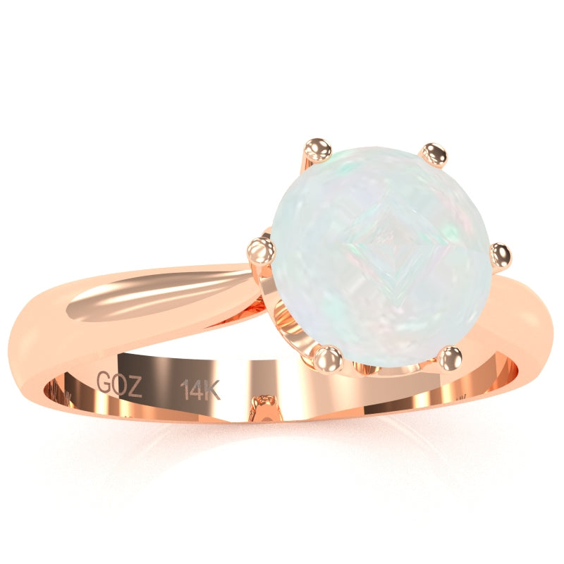 Crown Setting Opal Engagement Ring In 14k Rose Gold