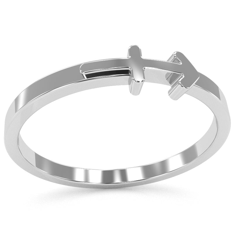 Sagittarius Zodiac Sign Ring In Solid 14k White Gold