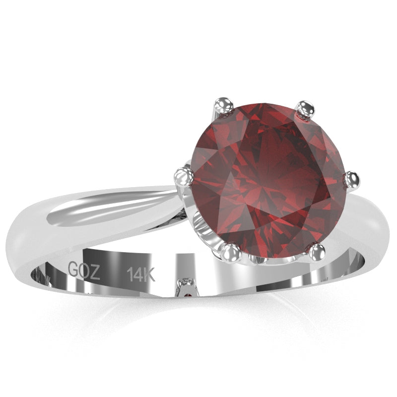 Crown Setting Lab-Created Ruby Engagement Ring In 14k White Gold