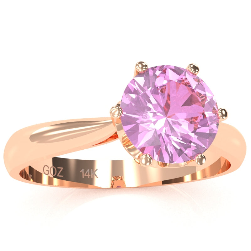 Crown Setting Lab-Created Pink Sapphire Engagement Ring In 14k Rose Gold