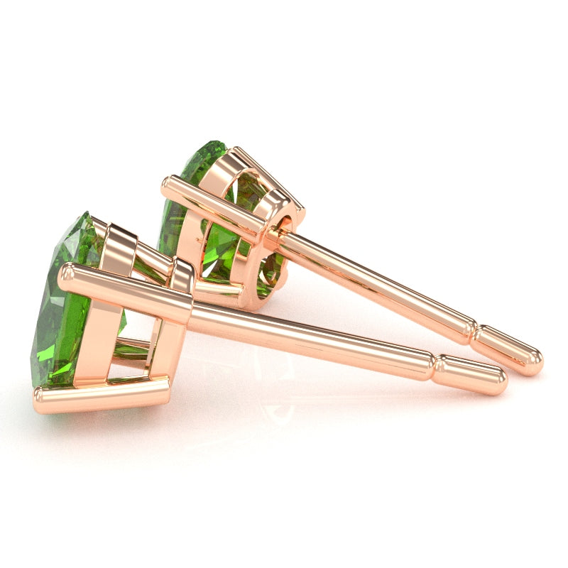 Peridot 8x6mm Oval Stud Earrings in 10k Rose Gold