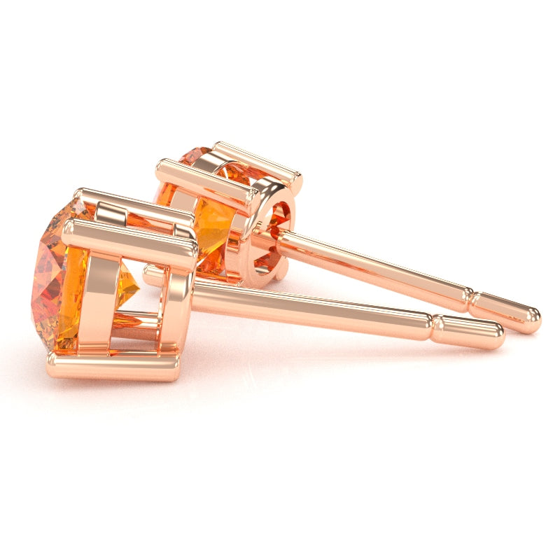 Citrine 6mm Round Stud Earrings in 10k Rose Gold