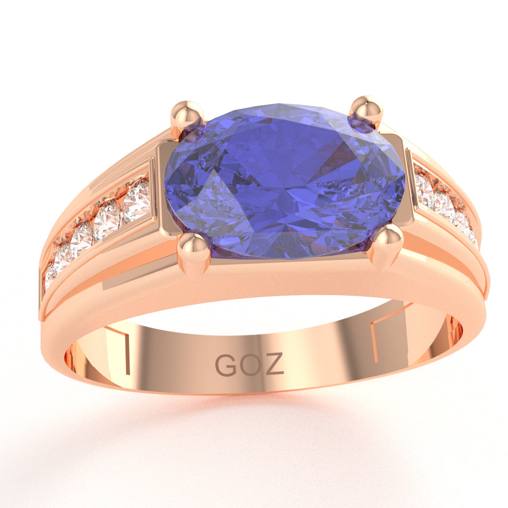 Tanzanite Diamond Designer Channel Ring In 10k Rose Gold
