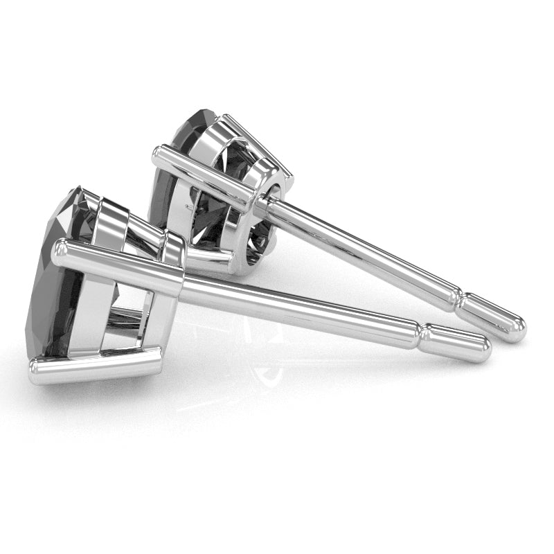 Black Onyx 8x6mm Oval Stud Earrings in 10k White Gold